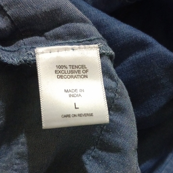 New York & Company Denim Blue Tunic Dress With Tie Front - Picture 4 of 6